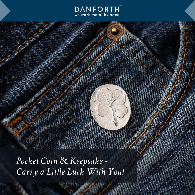 DANFORTH Pewter Four Leaf Clover Pocket Tokens | Handcrafted in USA | Shamrock Coins, Good Luck Charm | Gift Bag (Pack of 10) - Image 2